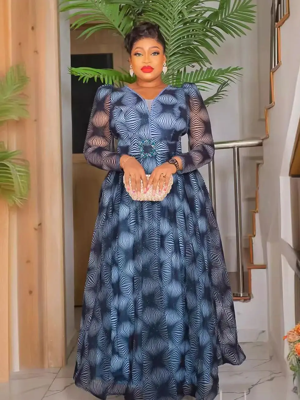 Plus Size African Wedding Party Dresses for Women 2024 New Dashiki Ankara Evening Gown Elegant Turkey Outfit Robe Africa Clothes