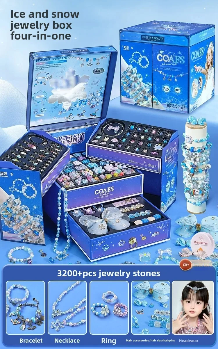Bracelet en perles pour filles, matériel de boîte à bijoux fait à la main, jeu de rôle domestique, jouets éducatifs pour filles comme cadeaux