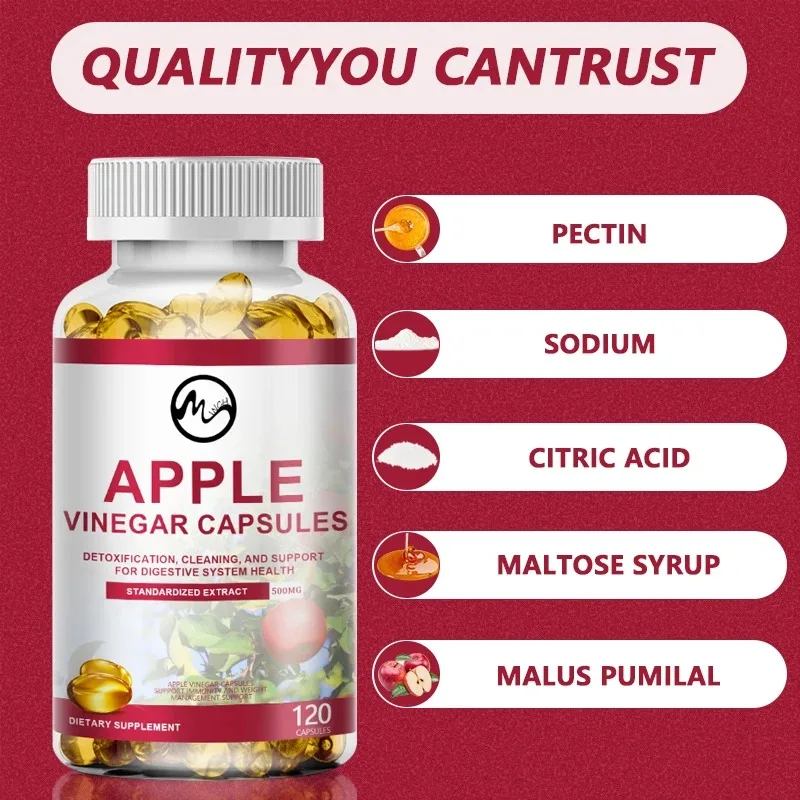 Minch Apple Cider Vinegar Capsules Max 400mg Natural Raw with Cinnamon Ginger & Cayenne Pepper Detox Vitamin C Supplement