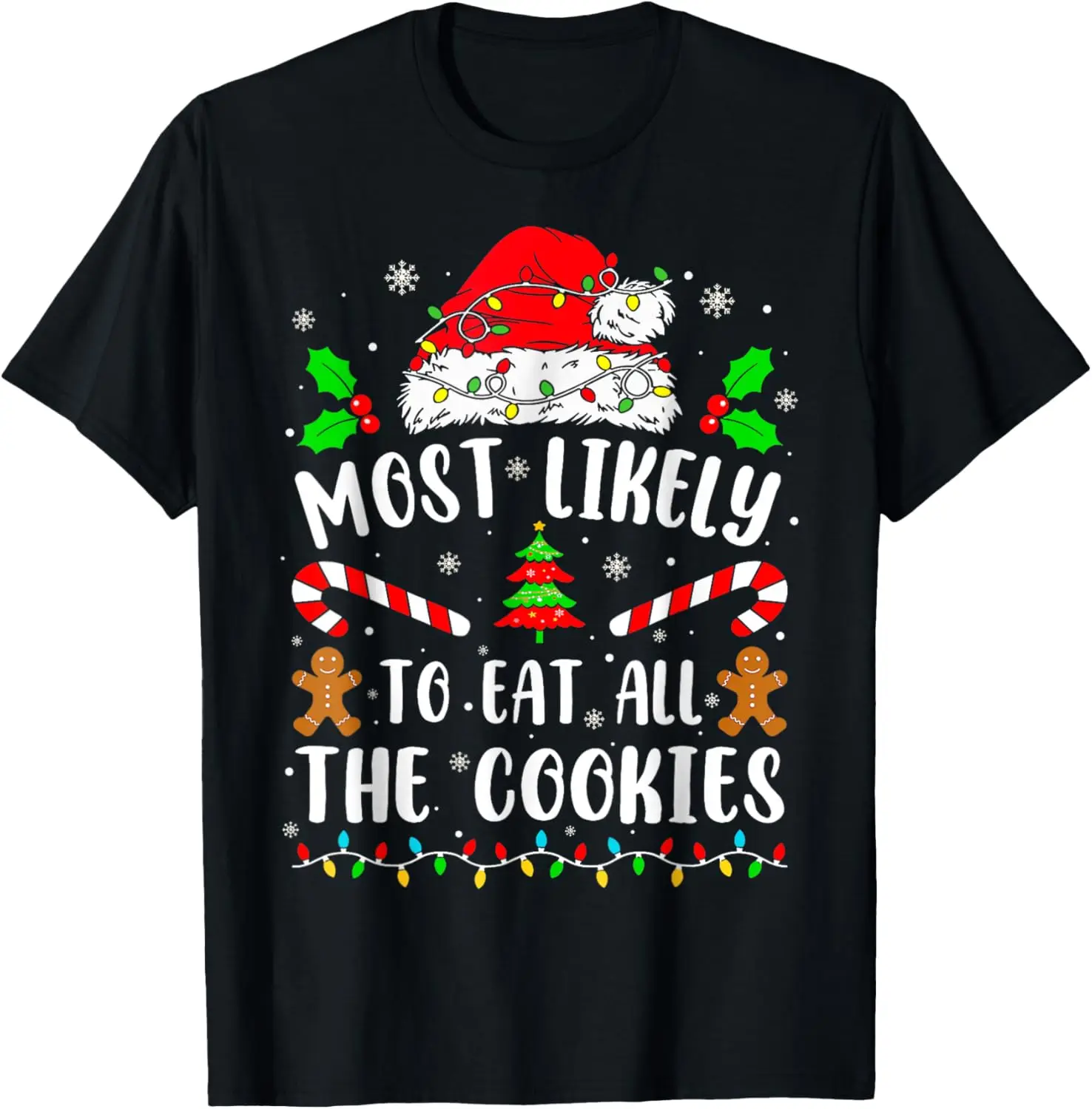 Camiseta navideña a juego para la familia más simpática de comer todos los galletas