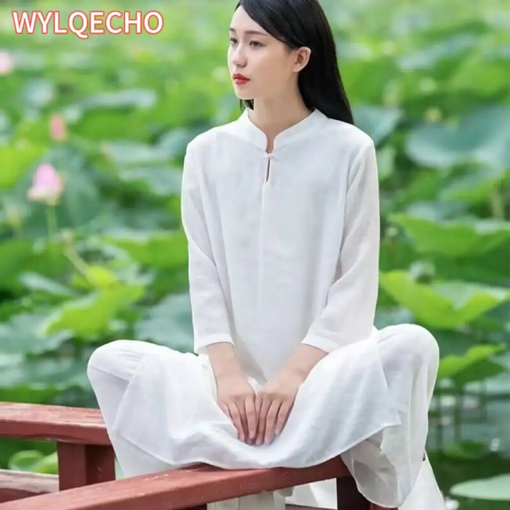 2024 chinese kung fu tai chi clothing martial arts clothes traditional taijiquan practice wushu cotton linen set outdoor uniform