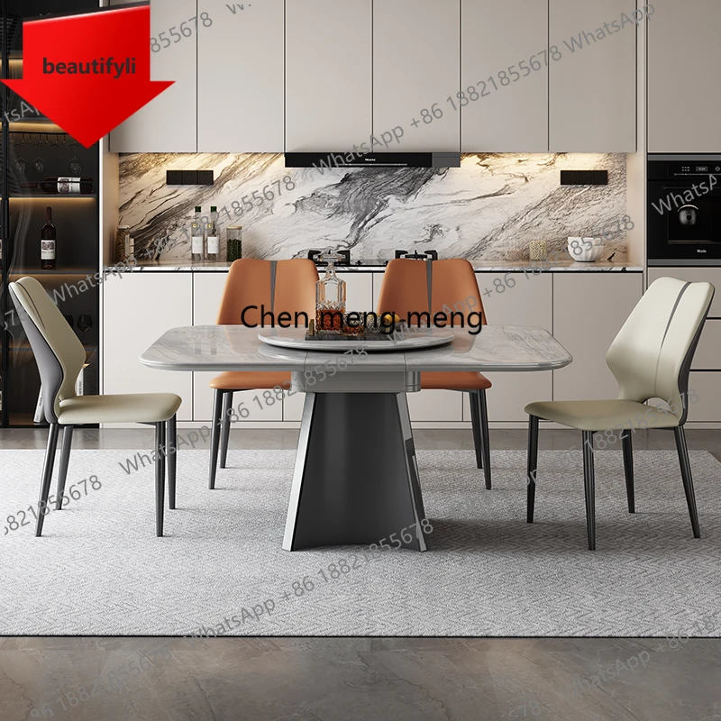 

A55 Storage Turntable Dining Table Luxury Nordic Entryway Center Dining Table Salon Makeup Entryway Wood Mesas De Jantar Furnitu