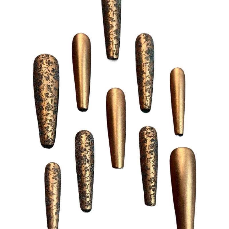 

Nail Art Wear Nail Flower Domelade Color Metal Brown Scrub Handmade 4.0 Long Nail