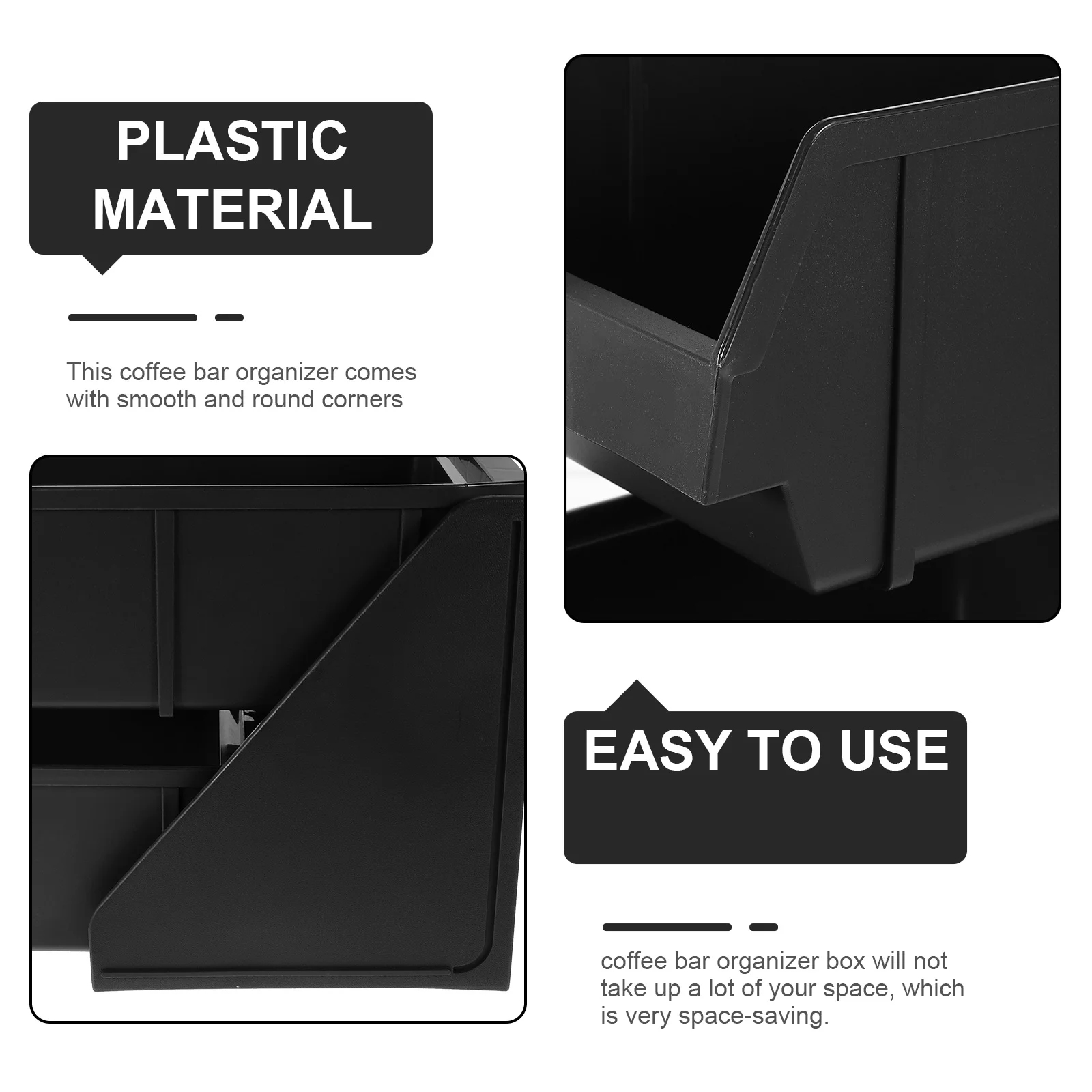 

Coffee Bar Organizer Box Smooth Corners No Burrs Tea Bag Sugar Straws Storage Holder Desktop Station Container