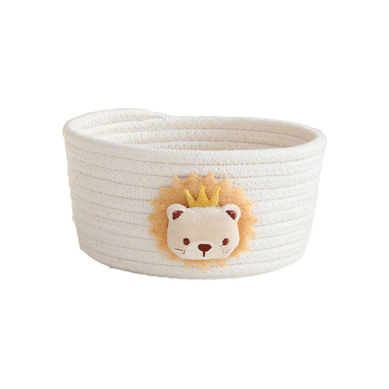 Cartoon Animals Hand Woven Storage Basket Kids Toys Desktop Organizer Sundries Storage Box Laundry Baskets