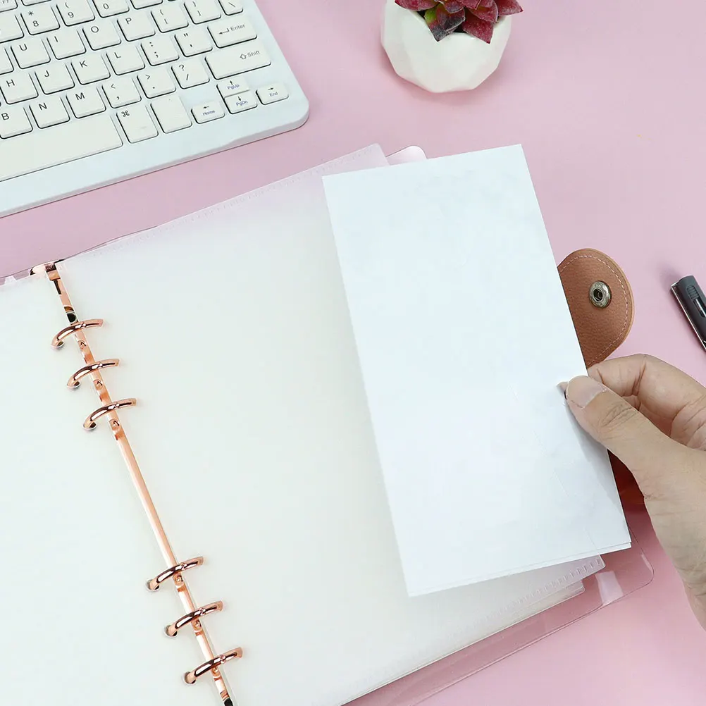 

6 Sheets Clear Envelope Budget Pocket Insert Reusable Tabs Binder Dividers Loose Leaf Pocket Pp Material Cash Letter Storage