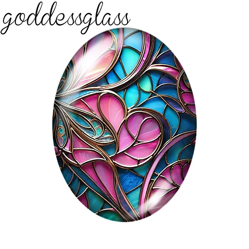 Beauty Fashion Flowers Colorful 10pcs 13x18mm/18x25mm/30x40mm Oval photo glass cabochon demo flat back Making findings
