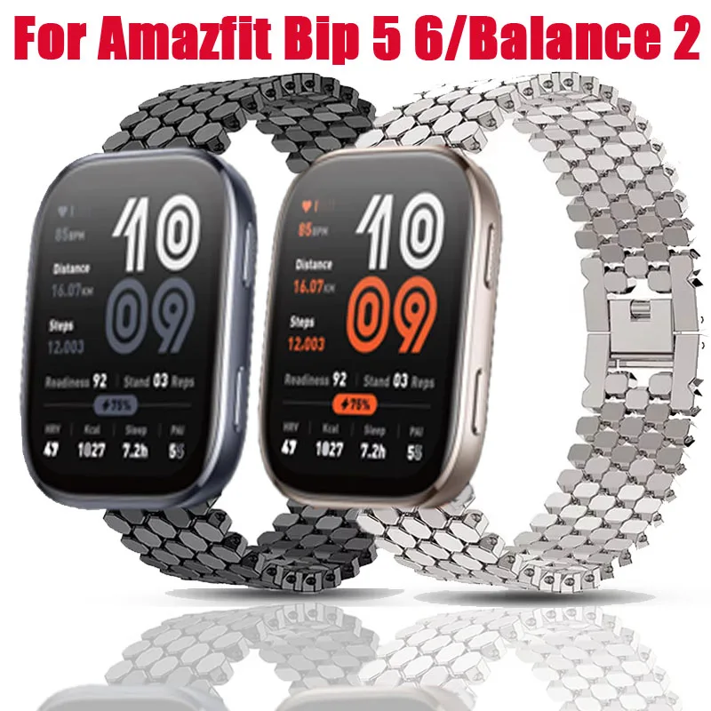 Bracelet en acier inoxydable de 22mm pour Amazfit Bip 5 6/Bip 5 Unity, pour Amazfit Balance/Balance2/Pace/Cheetah Round/Cheetah Pro