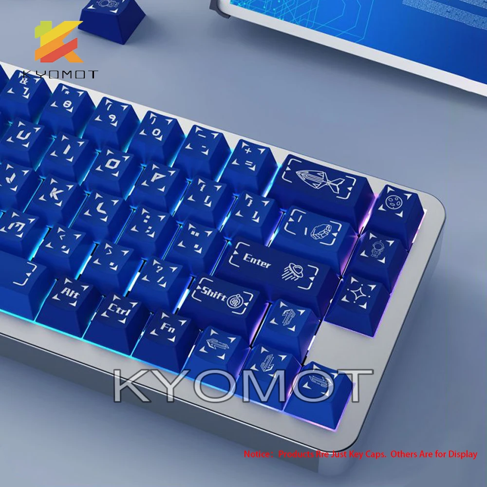 KYOMOT New 158 Keys Blue Star Journey Theme Keycaps PBT Dye-SUB DIY Cherry Profile Key Cap for MX Switch Mechanical Keyboard ISO