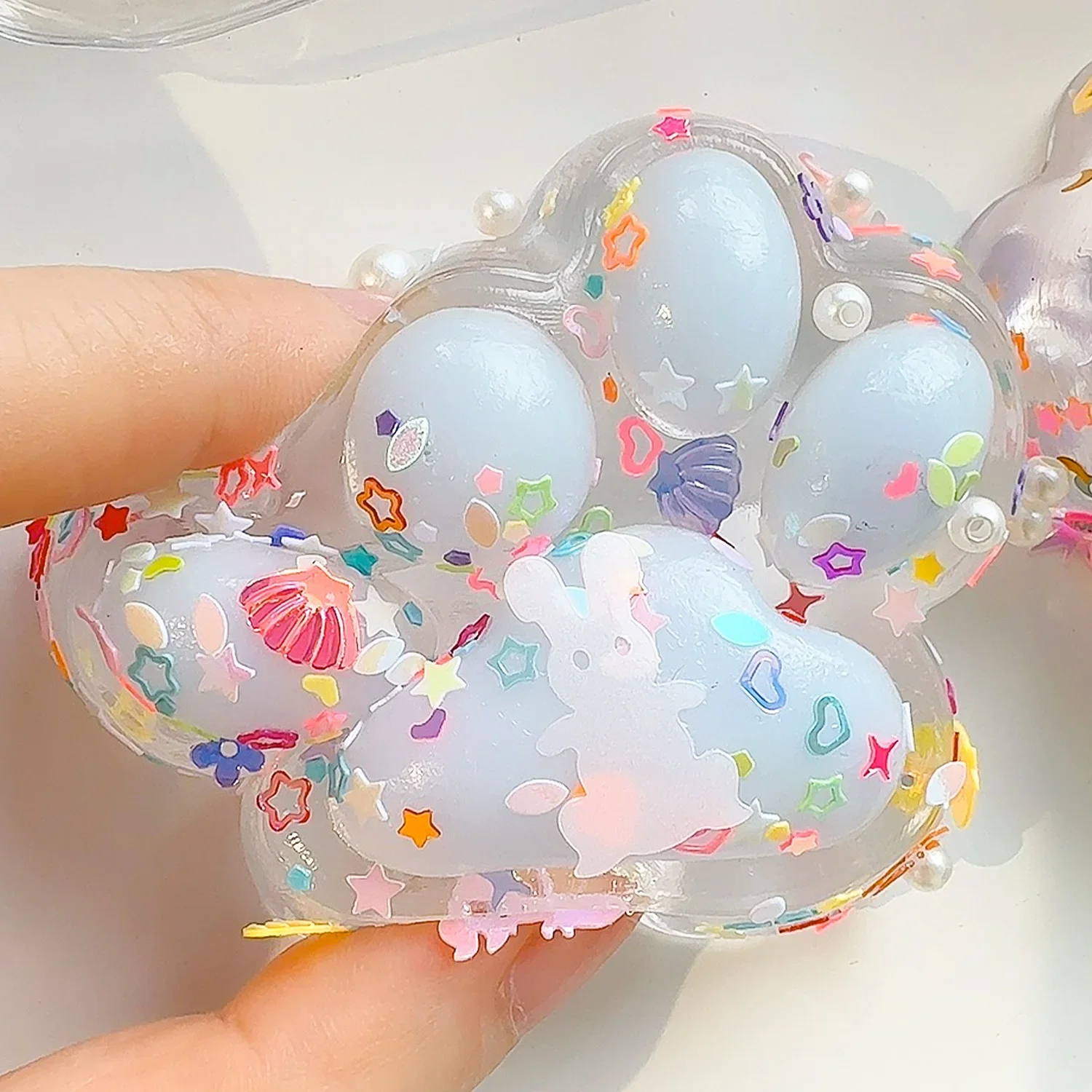 4PCS Kinder Kristall Katze Klaue Stressabbau Kneifen Spielzeug Farbige Glitter Transparent Katze Klaue Quetschen Release Flüssigkeit Spielzeug