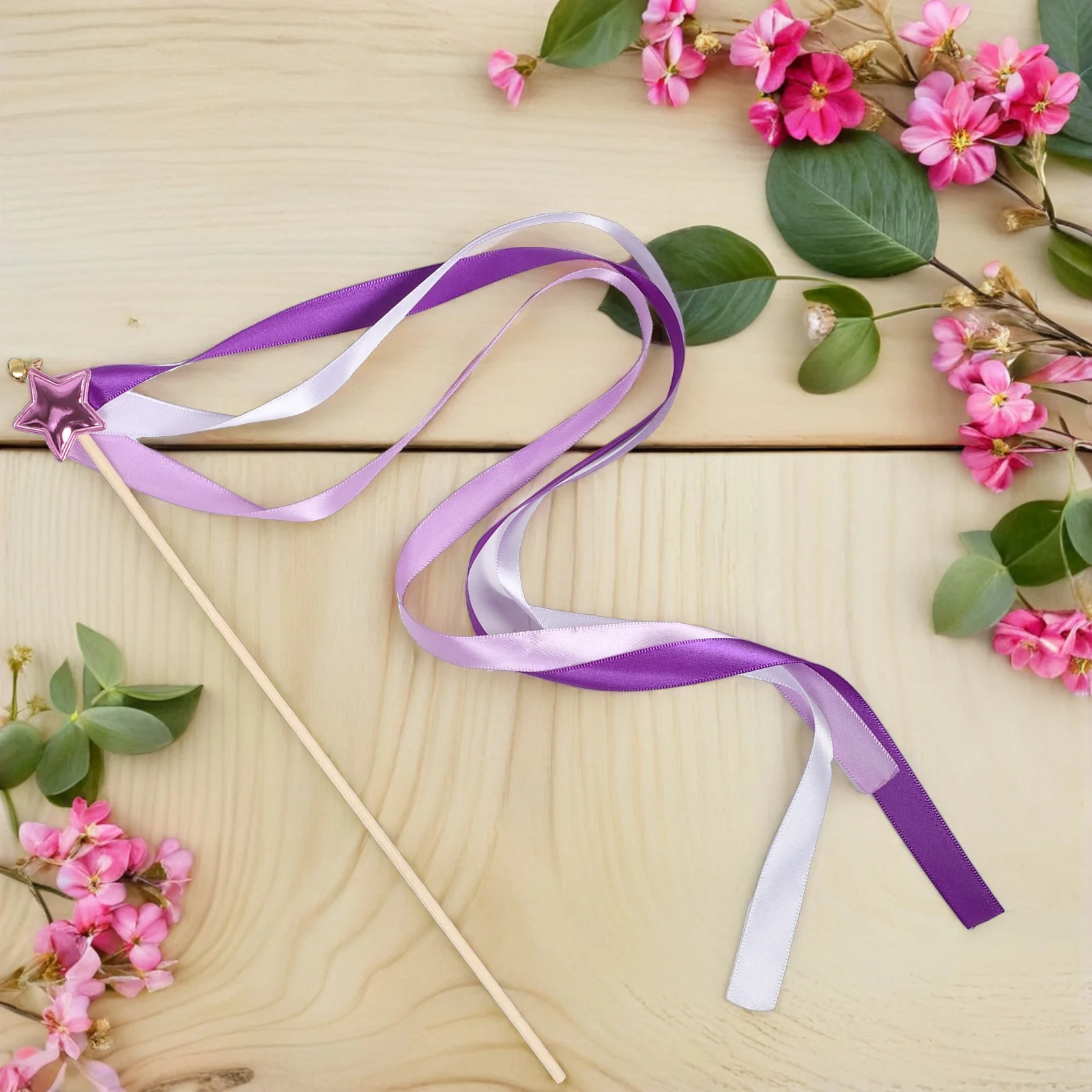 

24Pcs Star Fairy Wands Ribbon Streamers Bells Wedding Party Purple Ribbon Stick Party Accessories Fairy Wands for Wedding