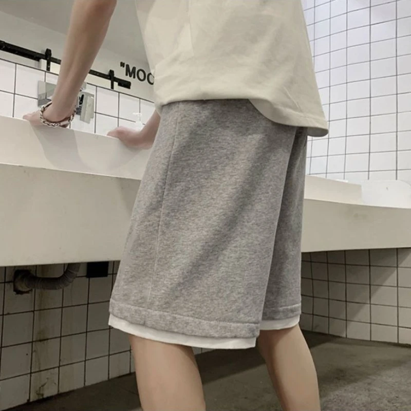 

Men's Summer Shorts Mid-Length Loose Fit Solid Color in White and Gray for Sports Casual Outdoor Wear Trendy Breathable Fabric