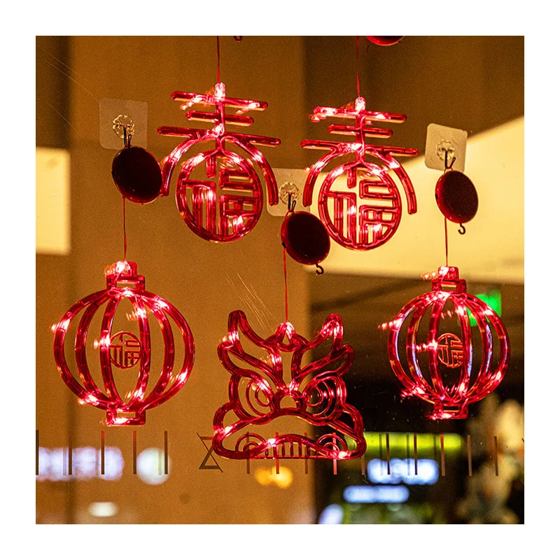 

LED Spring Festival Lampion Lantern Chinese New Year Decorations 2024 Festival Scene Celebration Lamp Red Fu Character Lanterns