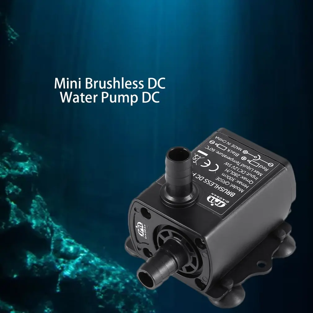 Ultra-quiet Mini Brushless DC Water Pump DC 12V 5W 280L/H Lift 300cm Submersible Fountain Aquarium Circulating