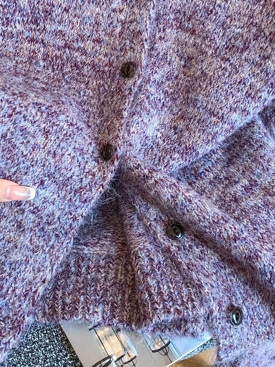 

Women's High Collar Knitted Sweater Coat Single Button Thiened Loose Lazy Sle Autumn Winter Outerwear Korean Version