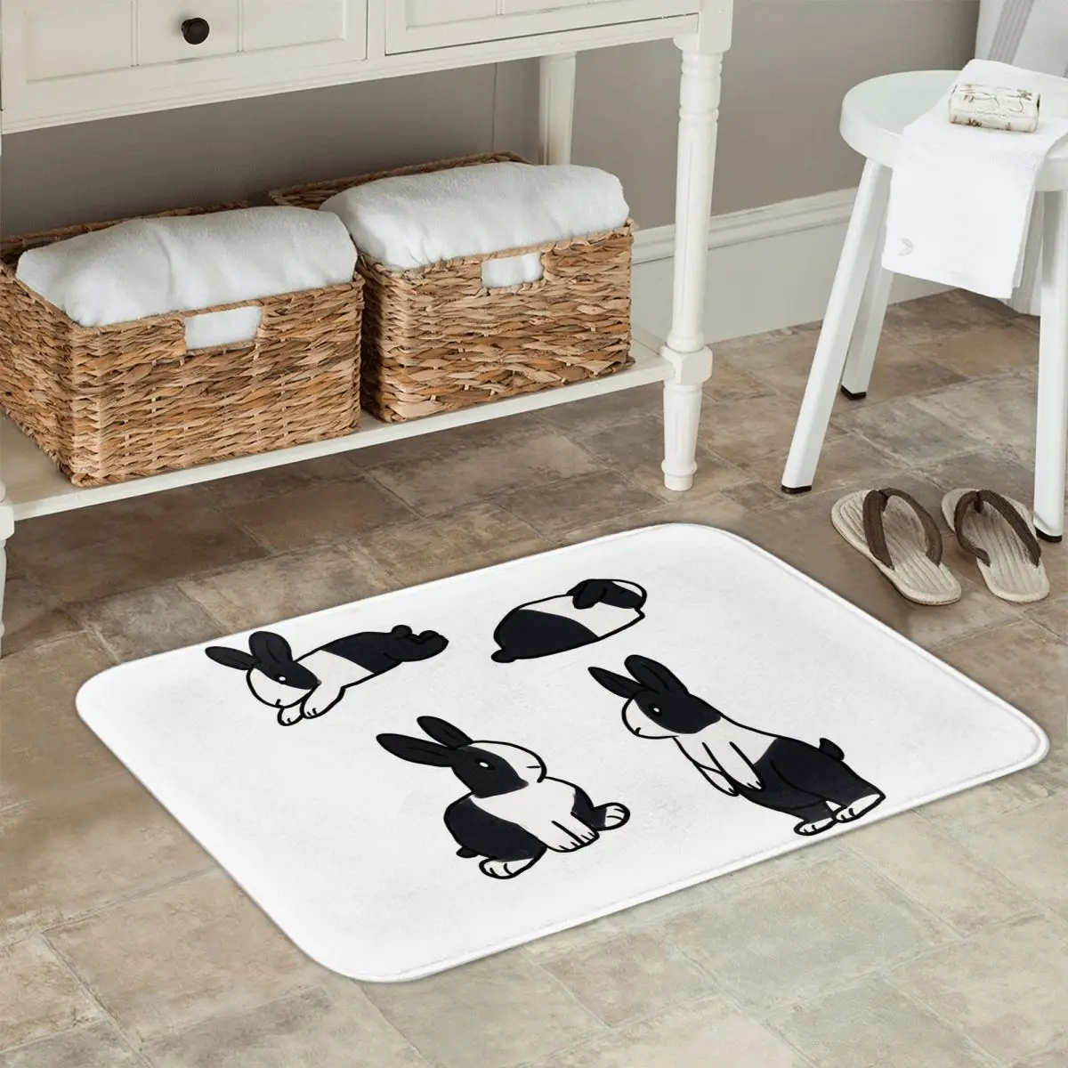 Fun Bun Dutch Standard Rabbits Doormat Kitchen Entrance Home Floor Mat Anti-slip Carpet Rug for Bedroom Footpad Mats