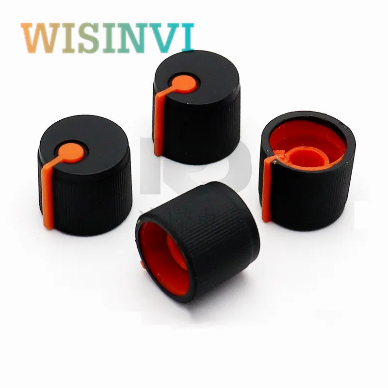 10PCS 17*15mm 17x15mm Black Orange Plastic Rubber Knob Half Handle D-Shaped Inner Hole 6mm Potentiometer Adjustment Knob