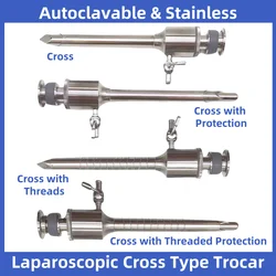 CE certification Laparoscopic Surgical Reusable Trocar and Cannula 5mm 10mm Corss with Threads Protection Laparoscope