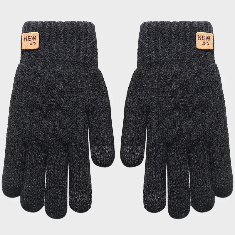 Men Knitted Thick Thermal Full Finger Gloves Women Men Fashion Winter Outdoor Warm Wool Driving  Gloves Touchscreen Mittens