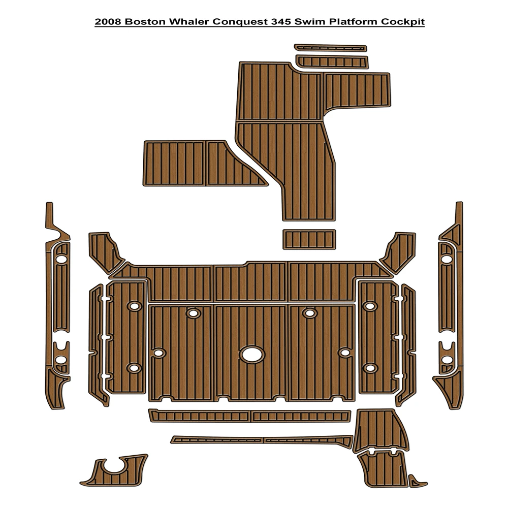 

2008 Boston Whaler Conquest 345 Swim Platform Cockpit Pad Boat EVA Foam Faux Teak Deck Floor Mat SeaDek MarineMat Self Adhesive