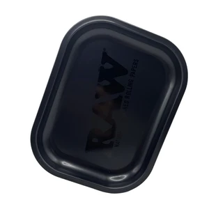 Baki Penggulung Logam Hitam Matte 18x14cm Wadah Berlapis Timah Aksesori Cmoking Cerutu Baki Penyimpanan 8 alat cerutu penjualan terbaik - №