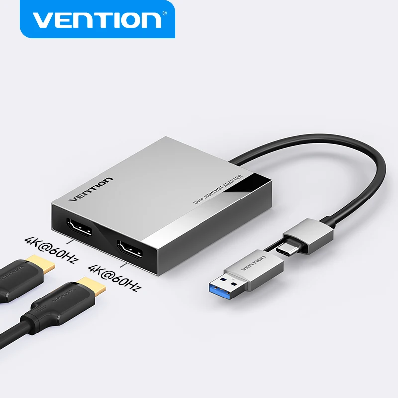 Vention USB Type C to Dual HDMI Hub USB C to 4K HDMI Adapter for MacBook Pro Air M3 M2 M1 MST SST TV USB-C Type C 3.1 Splitter