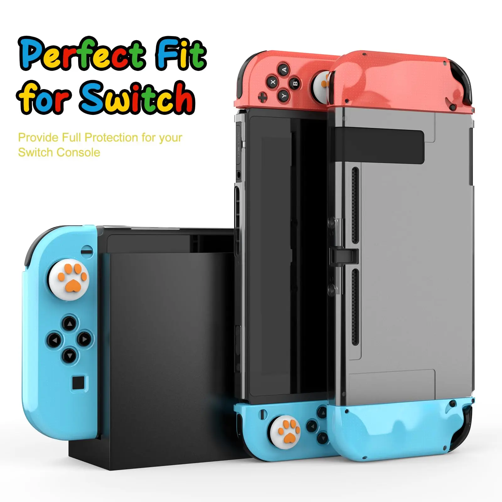 Rainbow Switch Carrying Case with Protective Case for Switch Console & J-Con Boldly Colored Portable Multi-Purpose Bag