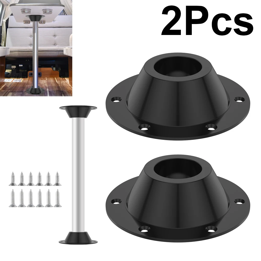 2Pcs Camper Table Leg Base Aluminium Alloy RV Pedestal Table Anti-rust RV Table Floor Mounting Base for RV Dinette Table