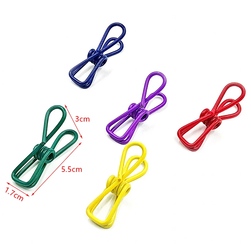 10pcs Colorful Clothespin Stainless Steel Sealing Clip Nonslip DIY Photo Folder Clothes Peg TUnderwear Socks Clamp Small Fixator