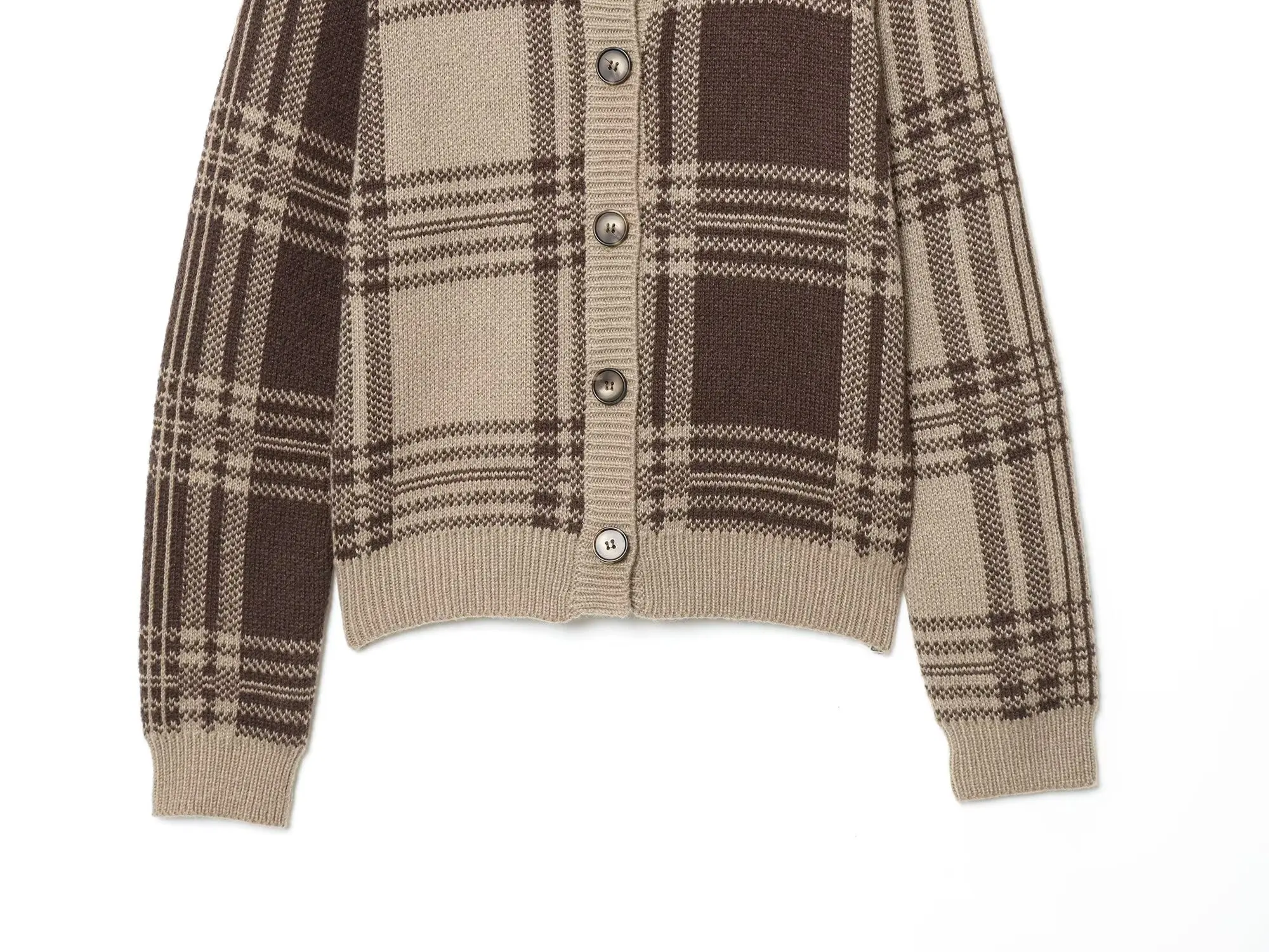 BSAY jesień nowa kolekcja odzieży damskiej 2025 casualowa moda retro krata okrągły dekolt zapinana na guziki koszula z długim rękawem