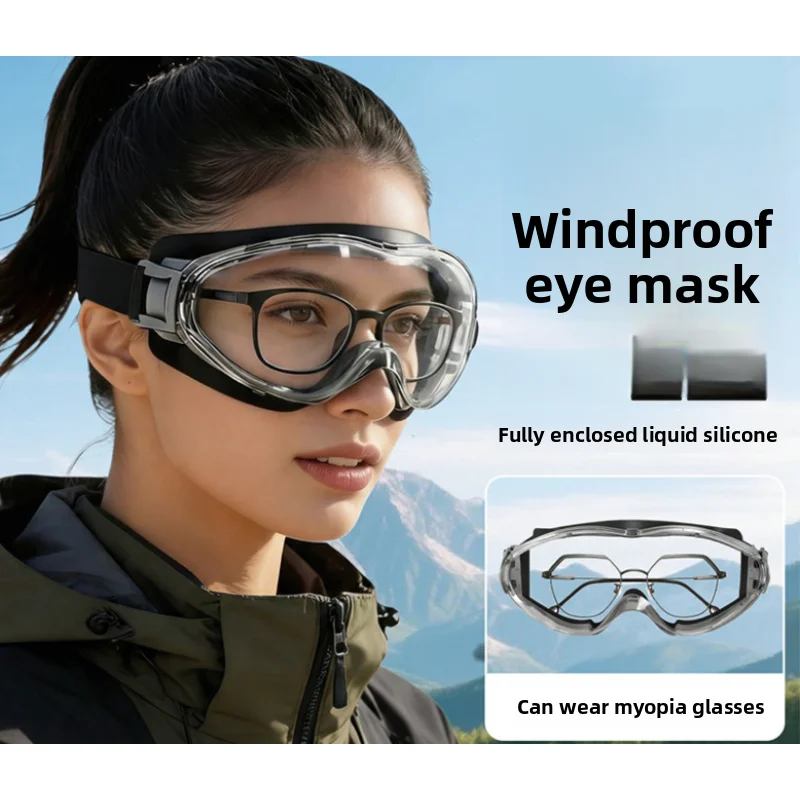 Fully sealed, anti-fog, and dust-proof protective goggles—ideal for cycling and protection against splashes and wind.