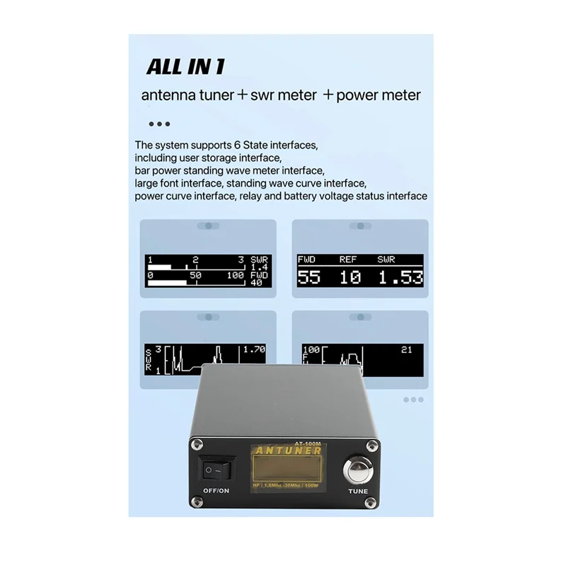 Antena QRP Universal de 1,8 MHz-30MHz, ATU-100, 100W, Auto + Metro 2 en 1 para Radio HF, USDX, G1M, FT-818, 817