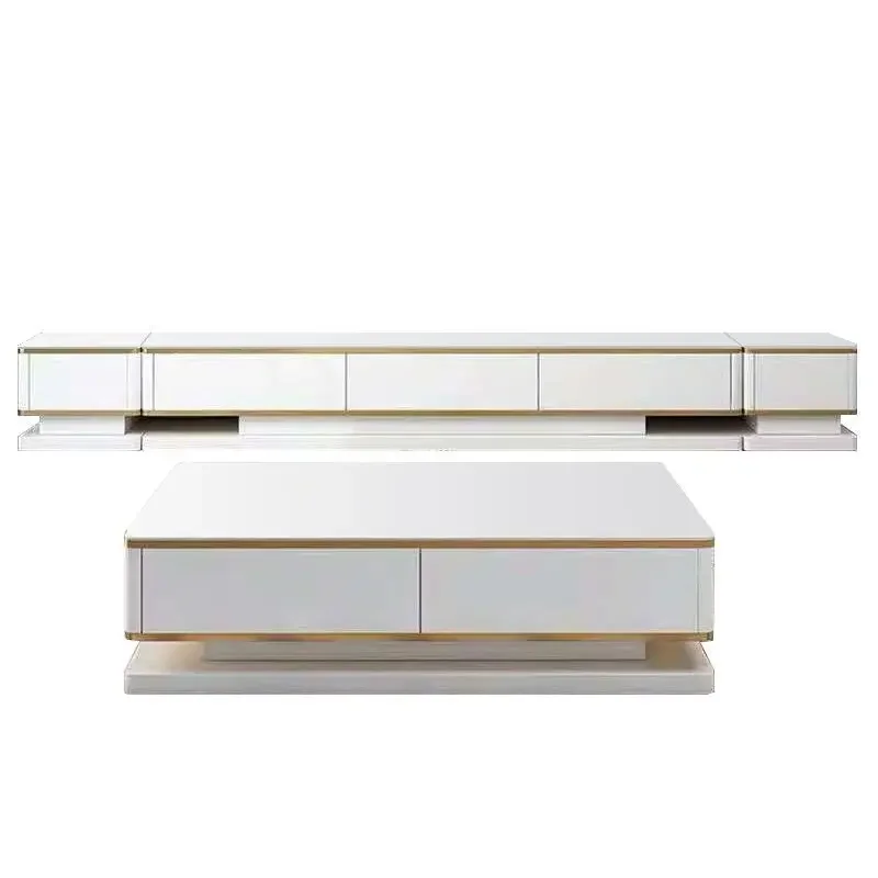 New white lacquer simple modern explosion TV cabinet coffee table combination