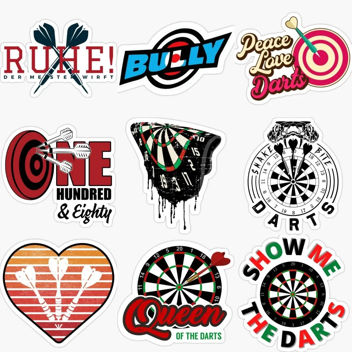 

Darts Player Dartboard Creative Personalized PVC Waterproof Stickers Accessories for Decorate Car Wall Van Table Fridge