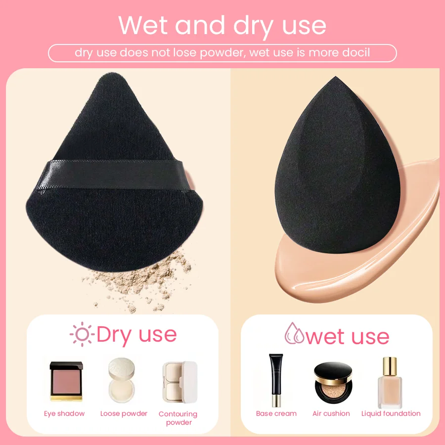 6-teiliges Make-up-Schwamm-Set, weiche Foundation, Schönheitsmixer, trockener und nasser Verwendung, Puff für Gesichtspuder, tragbare kosmetische Werkzeuge