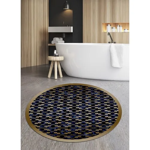 Ardizayn Navy Blue, 100x100 cm. Anti-Slip, Not Peel Leather Outsole Round Bath Mat