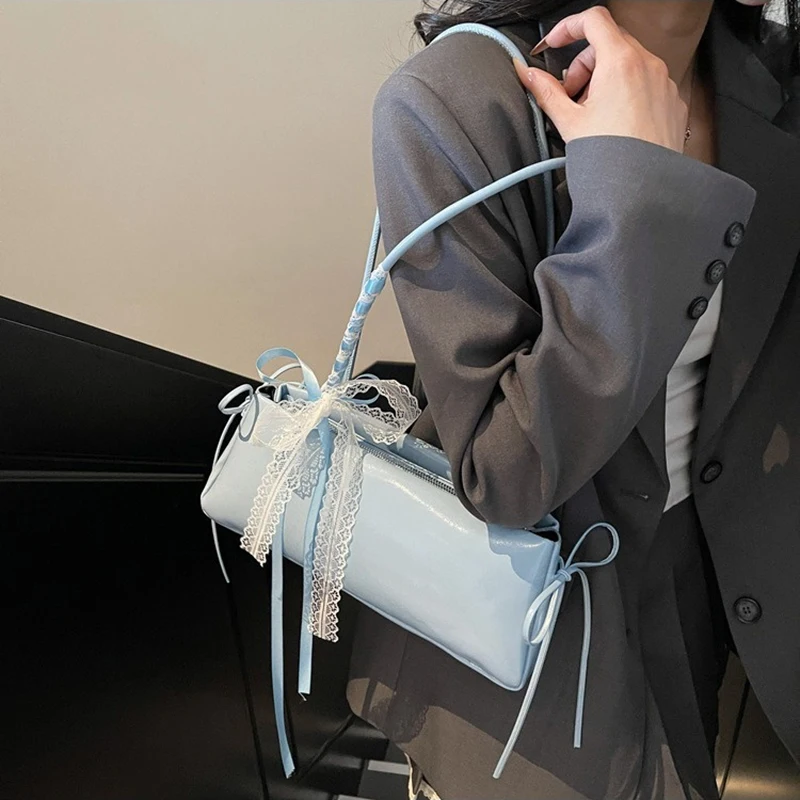 

Новая женская сумка 2026 года в стиле Cutecore: милая, кружевная, с бантом, в корейском стиле, красочная, на плечо, шикарная, простая, роскошная