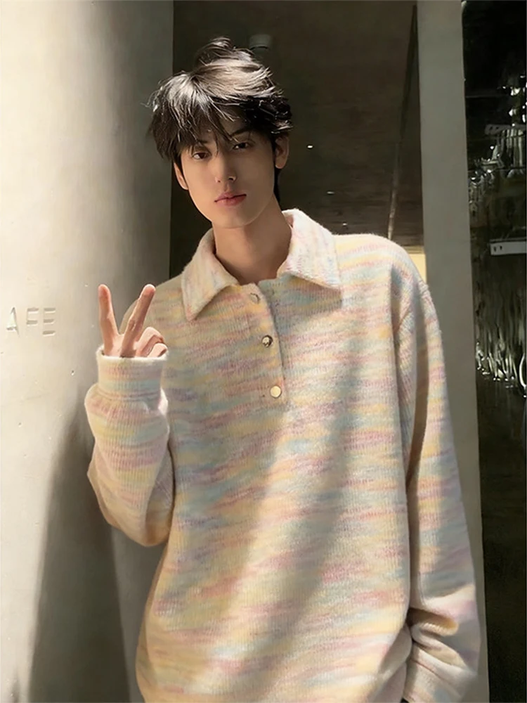 

Retro American Fce Hoodie Men's Winter Soft irt High-End Feel Collar Knitted Inner Wear Casual Loose Fit