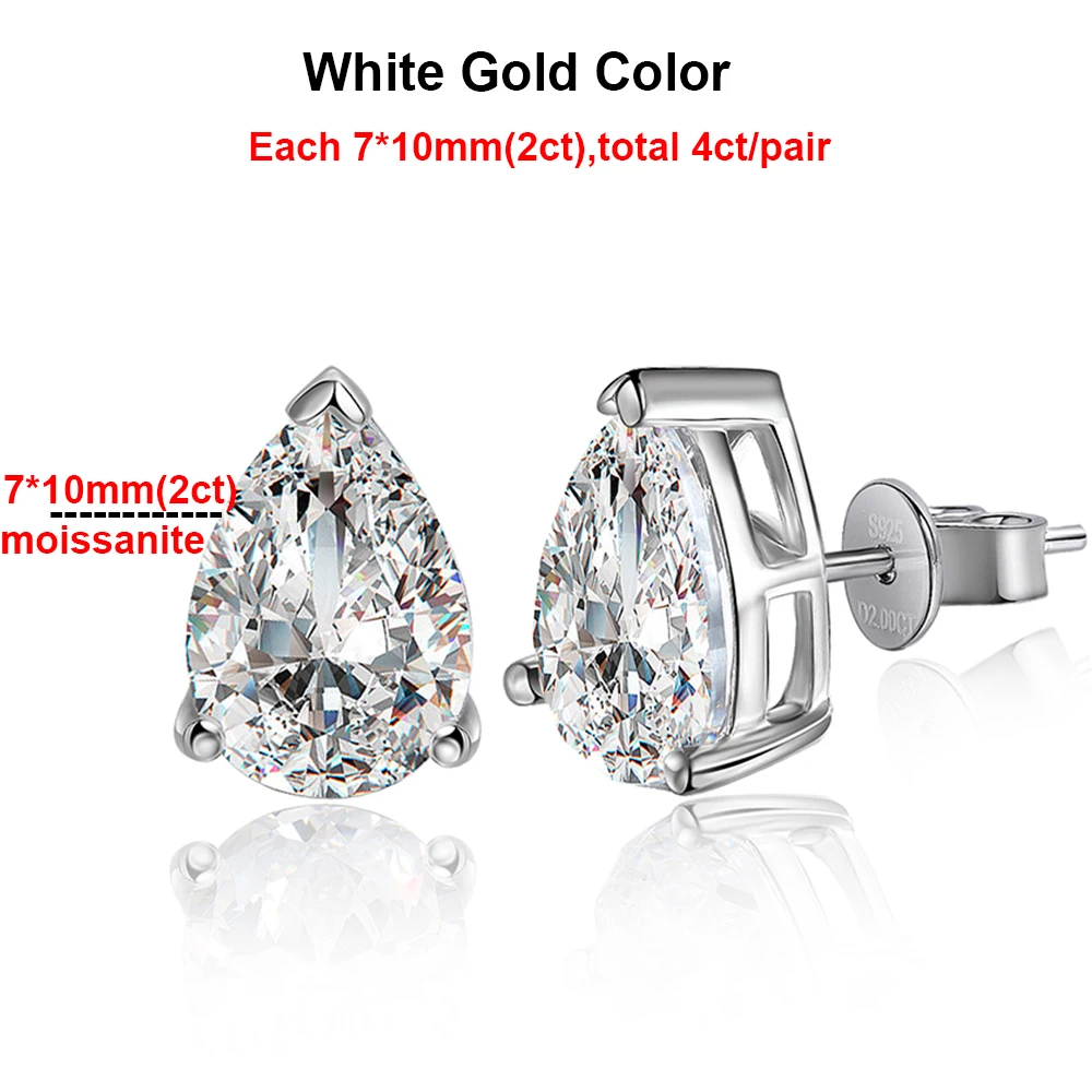 1-4CT peer geslepen Moissanite oorbel voor vrouwen GRA gecertificeerde gesimuleerde diamant S925 verzilverd 18k goud waterdruppelvorm Stud oor