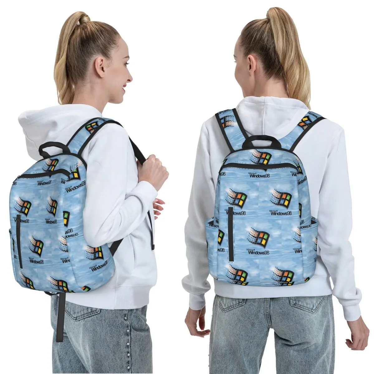Windows 98 Start Screen Backpack Daypack Large Capacity Children BookBag School Bag Shoulder Bags for Men Women