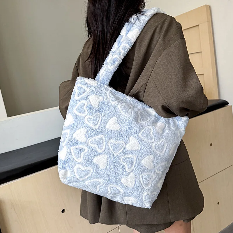 

Плюшевая модная фланелевая сумка с принтом Love — минималистичная повседневная сумка, трансформируемая сумка через плечо, сумка и сумка, идеально подходит для поездок на работу