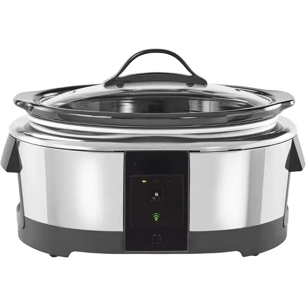 Hamilton Beach 2139005 Programmable Quart Slow Cooker with Food Warmer Feature Alexa Compatible Stainless Steel