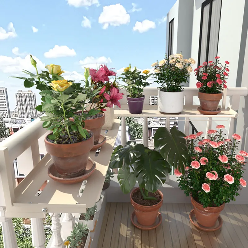 Wrought iron balcony railing hanging flower stand green plant storage rack guardrail hanging flower pot rack large flower