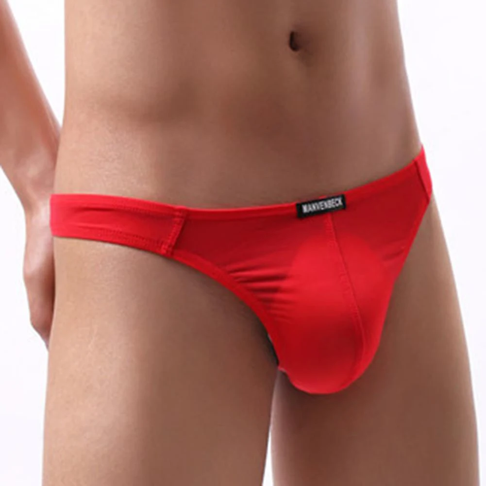 

1pc Men Ice Silk Briefs Ultra-thin U Shape Pouch Thong Tanga Sexy Low Waist Solid Color G-strings Breathable T-Back