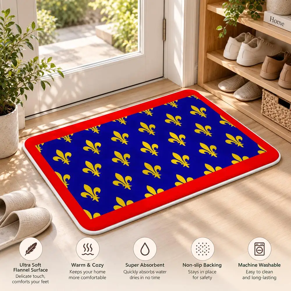 A-Anjou French Region Floor Mat Flannel Rug Soft Non Slip Door Mat For Bathroom Bedroom Kitchen Living Room Home Decor