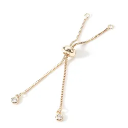 2pcs Copper Slider/Slide Extender Chain Box Chain Gold Color Clear Rhinestone Chains DIY Necklace Bracelets Jewelry 6.5cm long