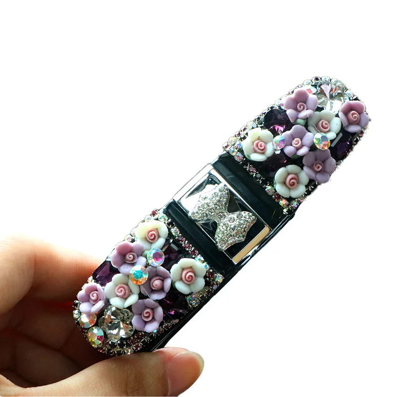 Sun Visor Mount Sunglasses Clip Holder Rhinestone Bracket Portable Sunglasses Car Crystal Clip Decoration Accessories Gift B2