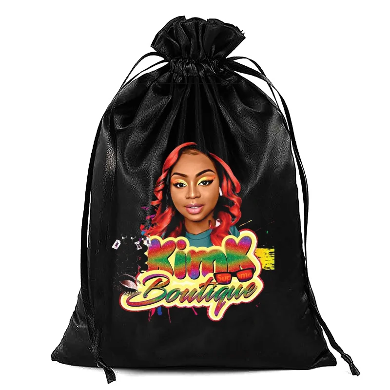 Customize Logo Satin Storage Bags For Home And Salon 20x30CM Satin Wig Bags Soft Silk Wig Bag For Hair Wig Packaging Tools 50pcs