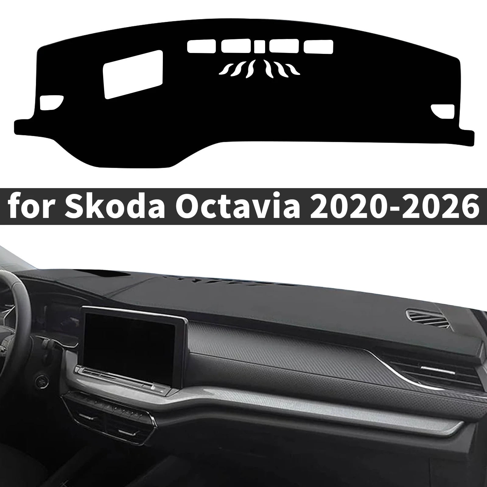 for Skoda Octavia 2026 2025-2020 ​​Car Dashboard Cover Dashmat Sunshade Anti‑Slip Anti‑UV Dash Mat Cover Interior Accessories