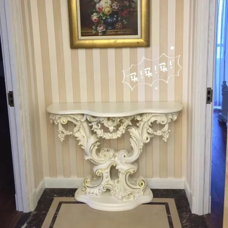 ZC Console Tables Villa Pastoral Console Entrance Side View Wall Cabinet Half round Table